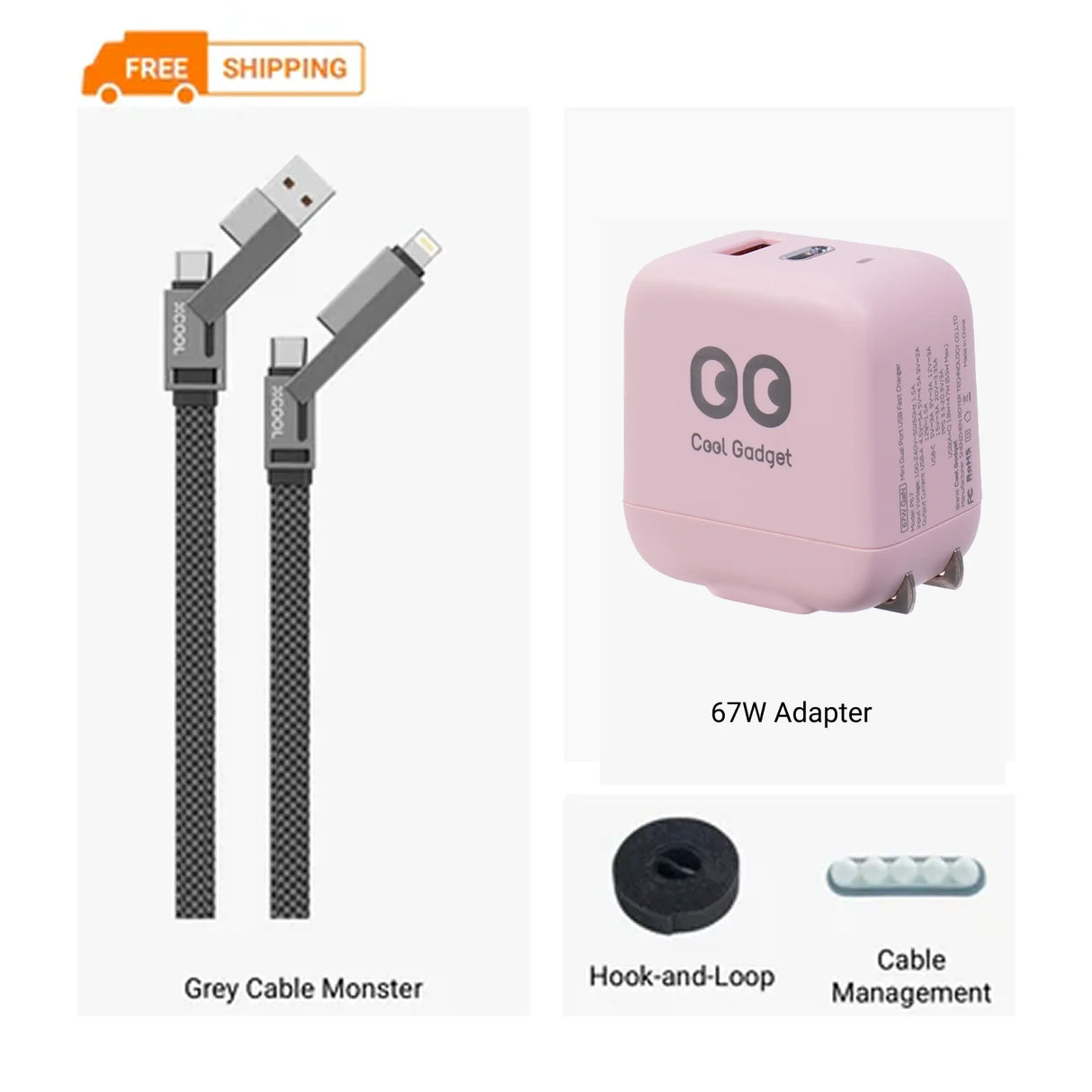 xCool Cable Monster 4-in-1 100W USB-C Charging Cable with Interchangeable Connectors from Cool Gadget