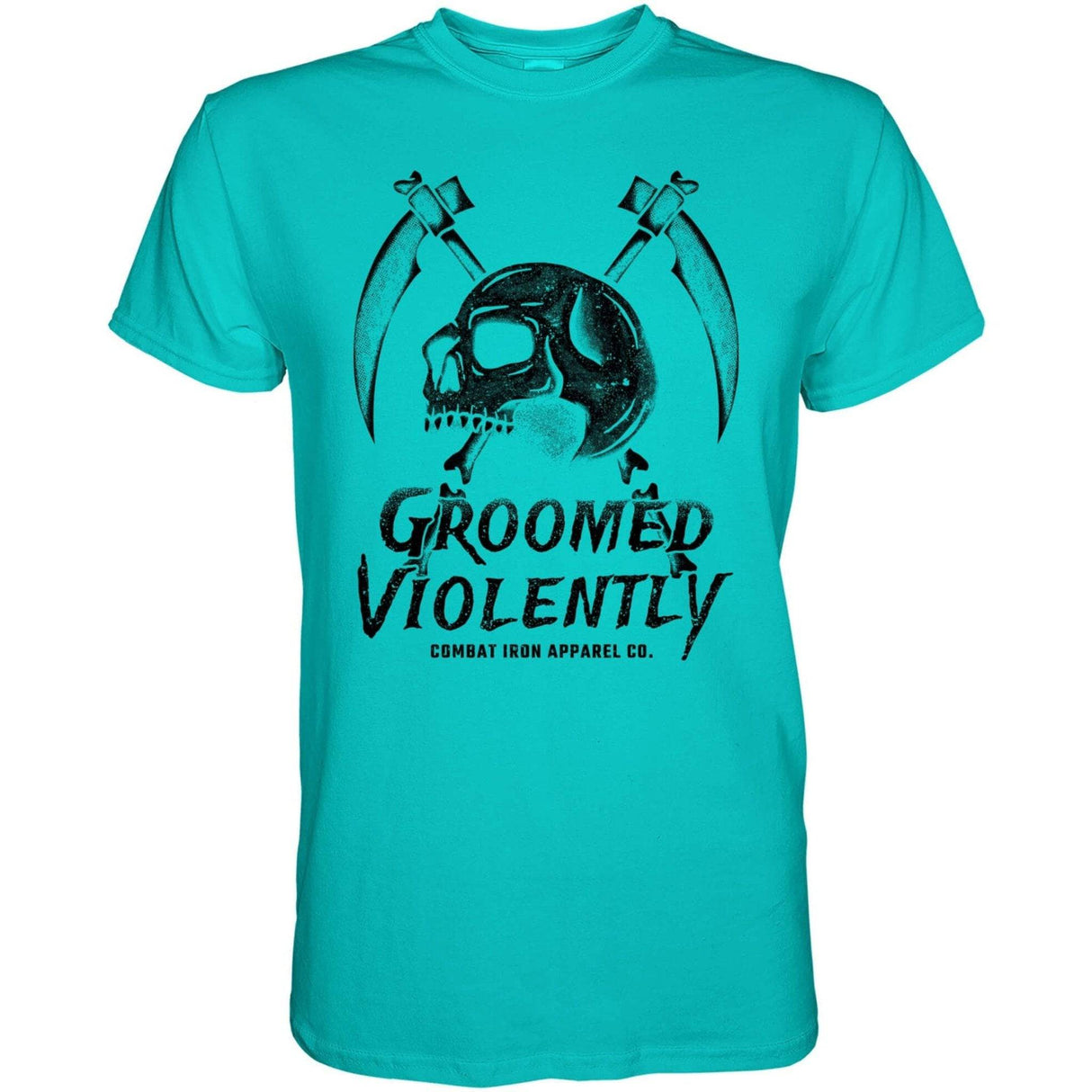 Groomed Violently Skull Men's T-Shirt From Combat Iron Apparel