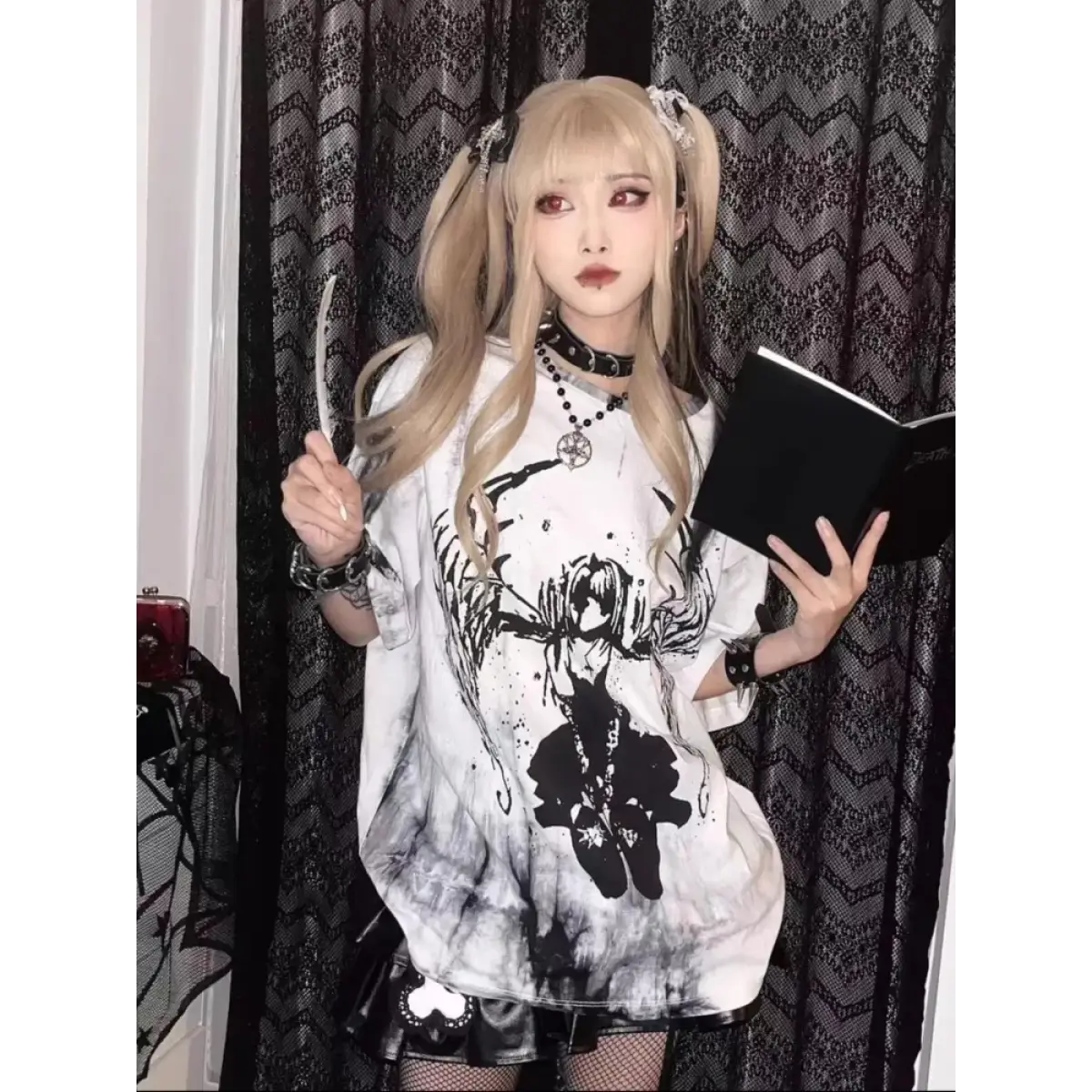 Grunge Gothic Cartoon Print T-Shirt From Kawaii Stop