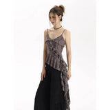 Asymmetrical Ruffle Tank Top – Grunge Y2K Punk Streetwear From Kawaii Stop