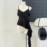 Asymmetrical Ruffle Tank Top – Grunge Y2K Punk Streetwear From Kawaii Stop