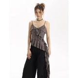 Asymmetrical Ruffle Tank Top – Grunge Y2K Punk Streetwear From Kawaii Stop