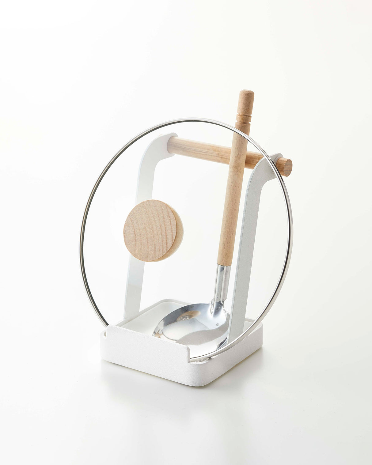 Lid & Ladle Stand - Steel + Wood from Yamazaki Home