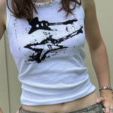 Guitar Print Tank Top - Ribbed Grunge Crop Top From Kawaii Stop