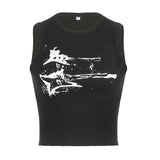 Guitar Print Tank Top - Ribbed Grunge Crop Top From Kawaii Stop