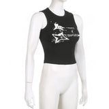 Guitar Print Tank Top - Ribbed Grunge Crop Top From Kawaii Stop