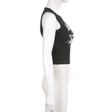 Guitar Print Tank Top - Ribbed Grunge Crop Top From Kawaii Stop