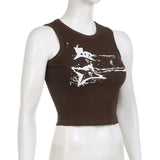 Guitar Print Tank Top - Ribbed Grunge Crop Top From Kawaii Stop