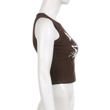 Guitar Print Tank Top - Ribbed Grunge Crop Top From Kawaii Stop