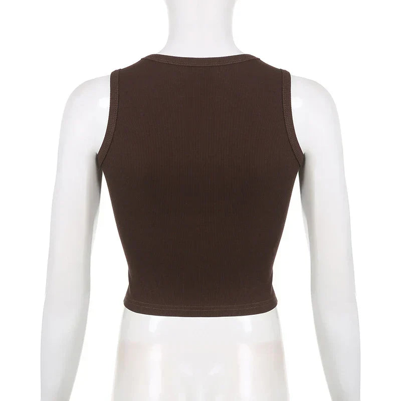 Guitar Print Tank Top - Ribbed Grunge Crop Top From Kawaii Stop