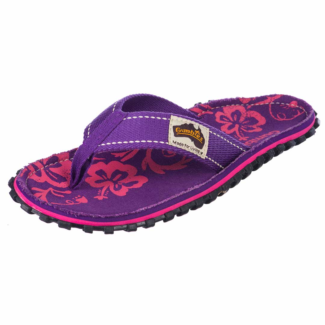 Islander Flip-Flops - Women's - Purple Hibiscus from Gumbies USA