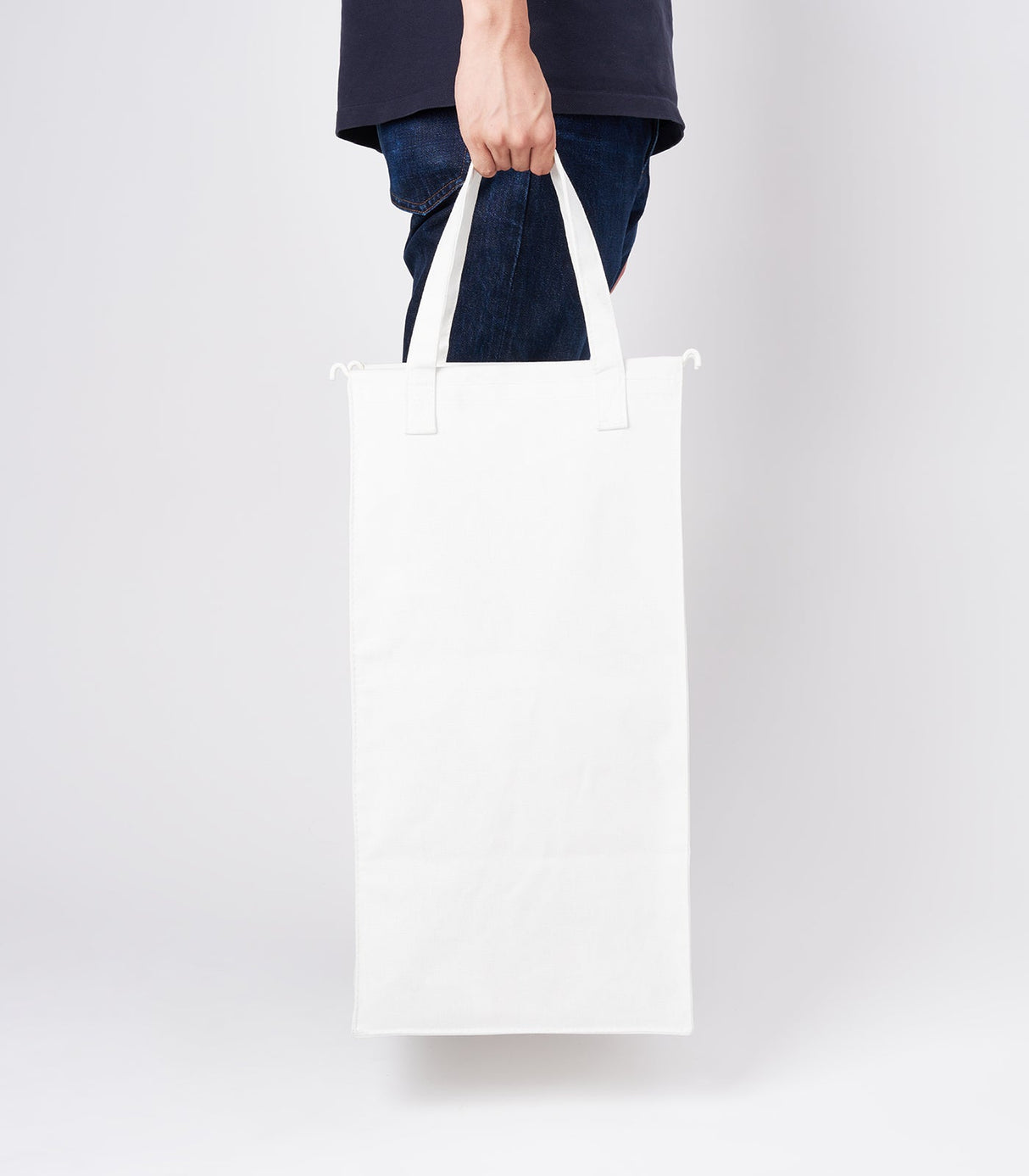 Laundry Hamper with Cotton Liner - Two Sizes - Steel + Cotton from Yamazaki Home
