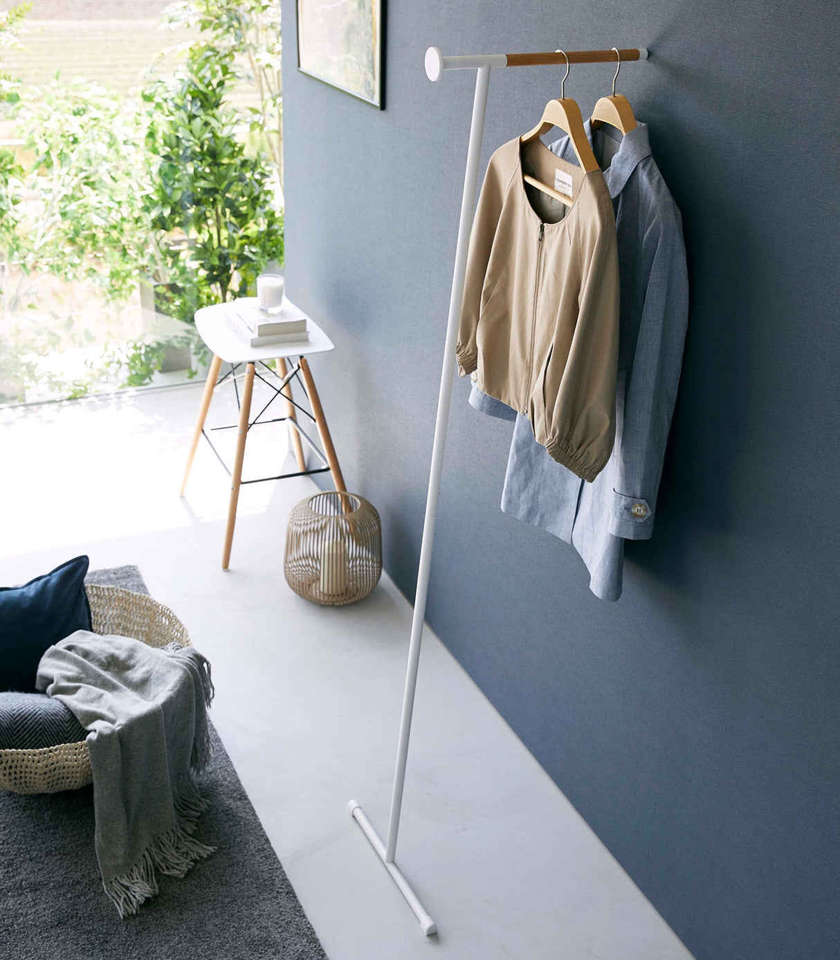 Leaning Clothes Hanger (64" H)  - Steel + Wood from Yamazaki Home
