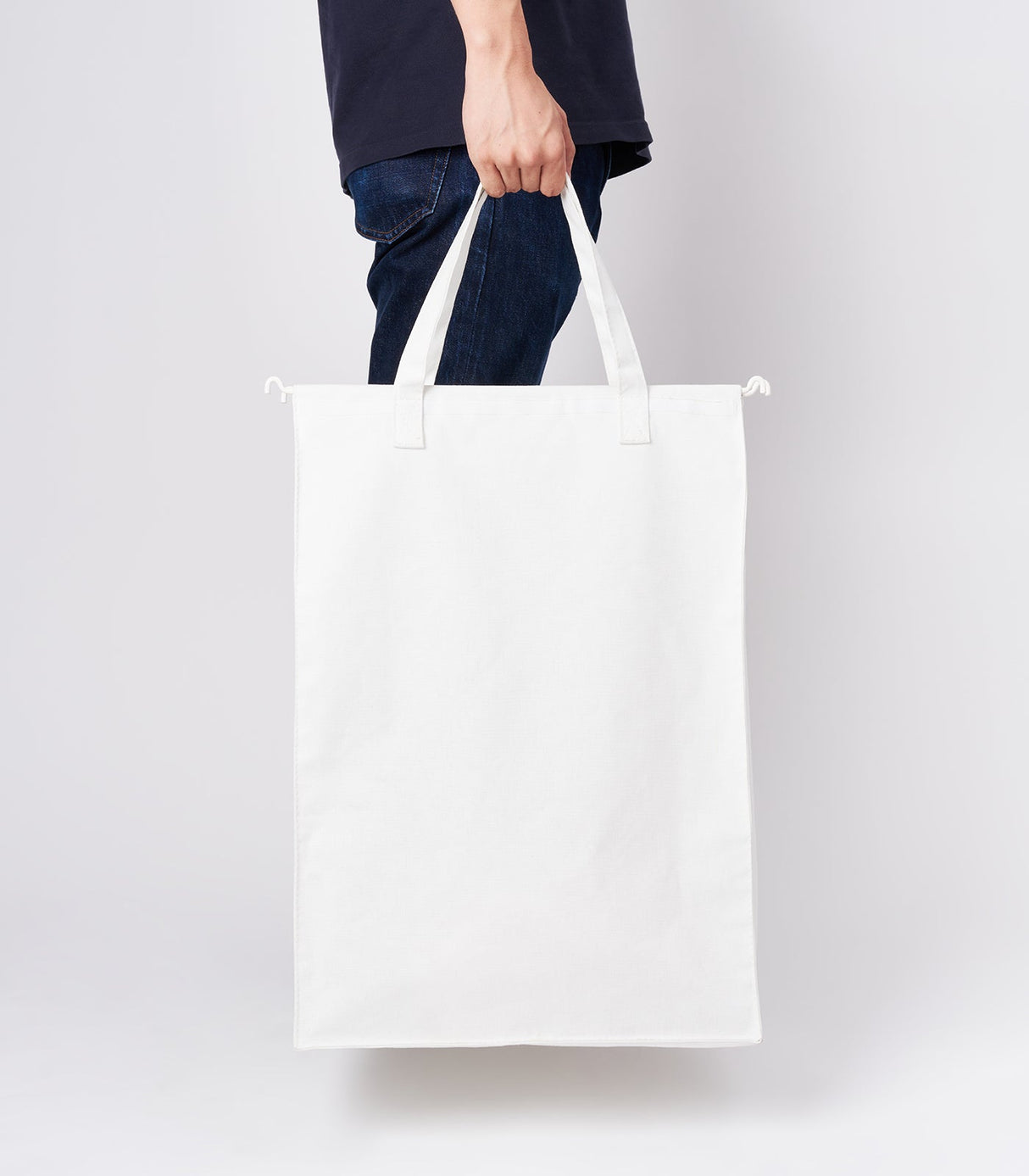 Laundry Hamper with Cotton Liner - Two Sizes - Steel + Cotton from Yamazaki Home