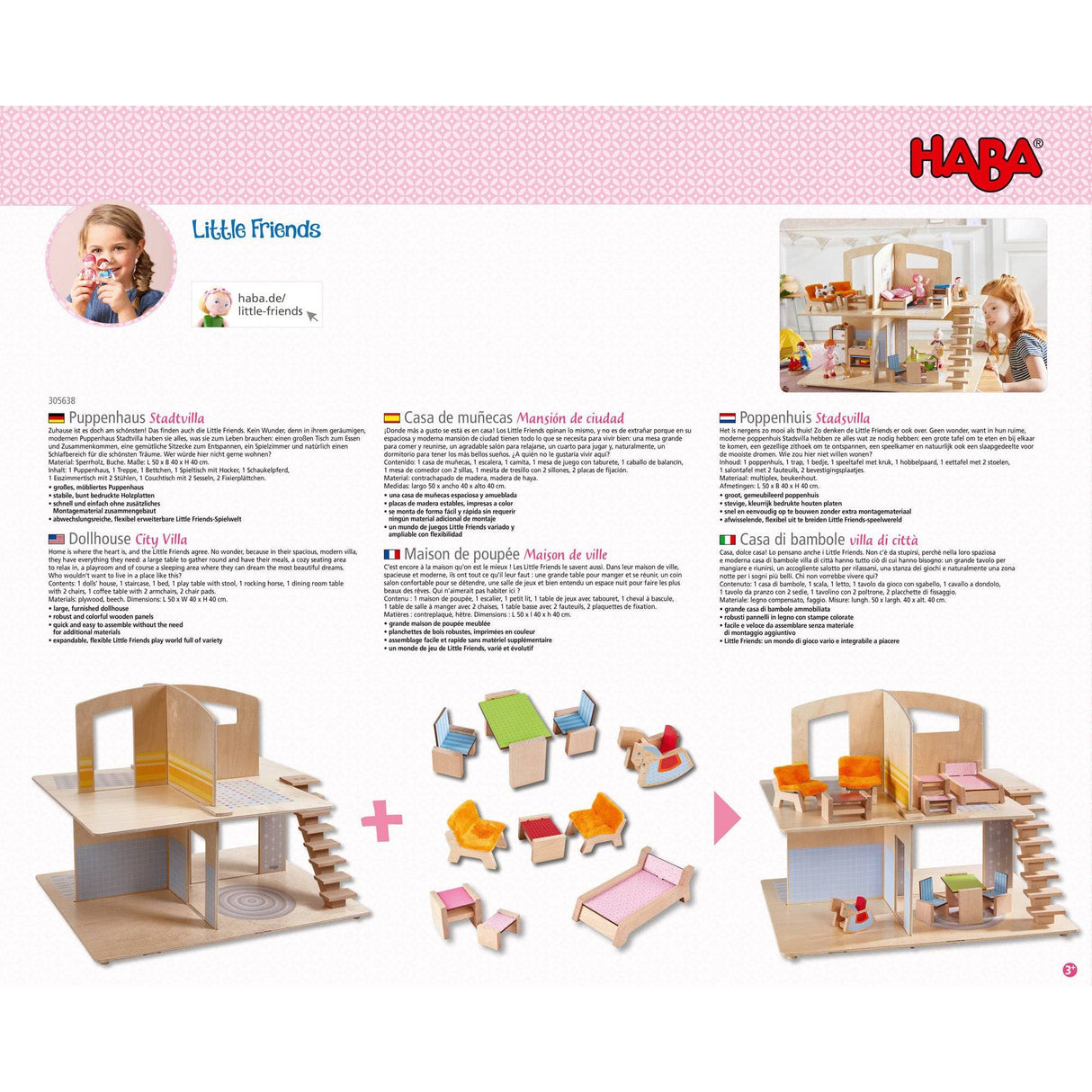Little Friends Dollhouse Town Villa with Furniture from HABA USA
