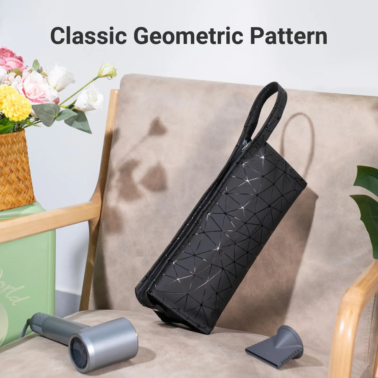 Geometric Pattern Portable Hair Dryer Bag for Travel from Cool Gadget
