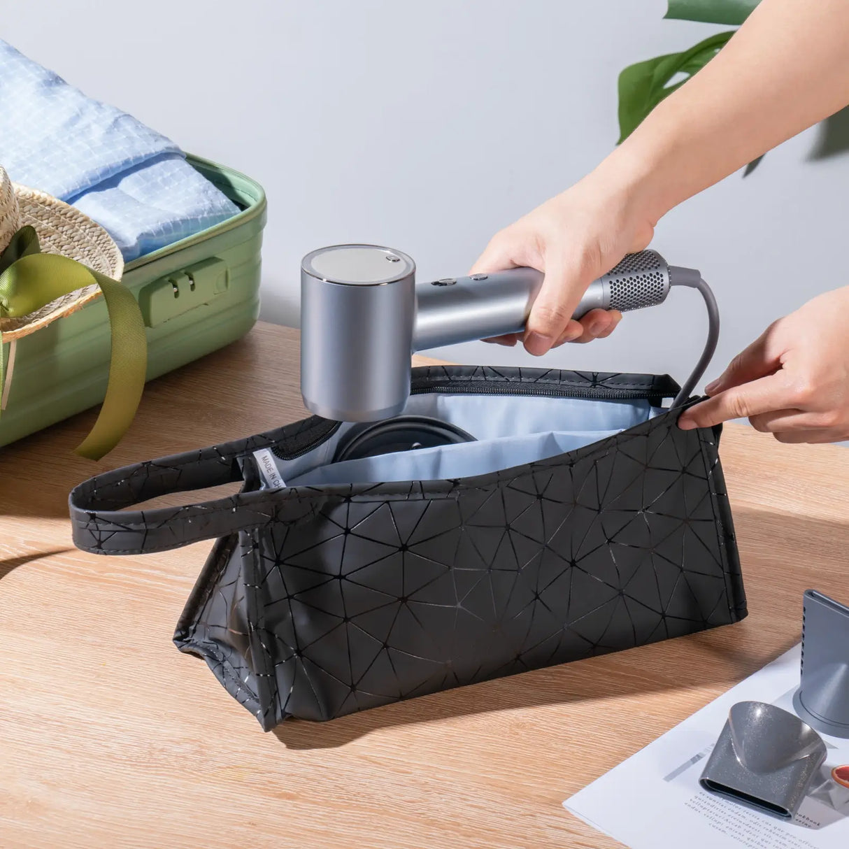 Geometric Pattern Portable Hair Dryer Bag for Travel from Cool Gadget