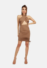 Halter Asymmetrical Ruched Dress from London Rag International