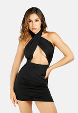 Halter Asymmetrical Ruched Dress from London Rag International