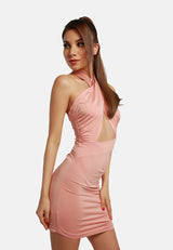 Halter Asymmetrical Ruched Dress from London Rag International