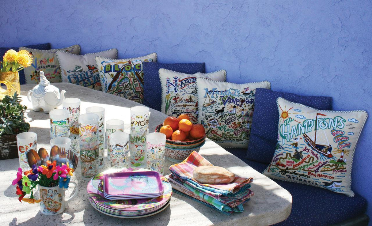Hamptons Hand-Embroidered Pillow from Quirks!