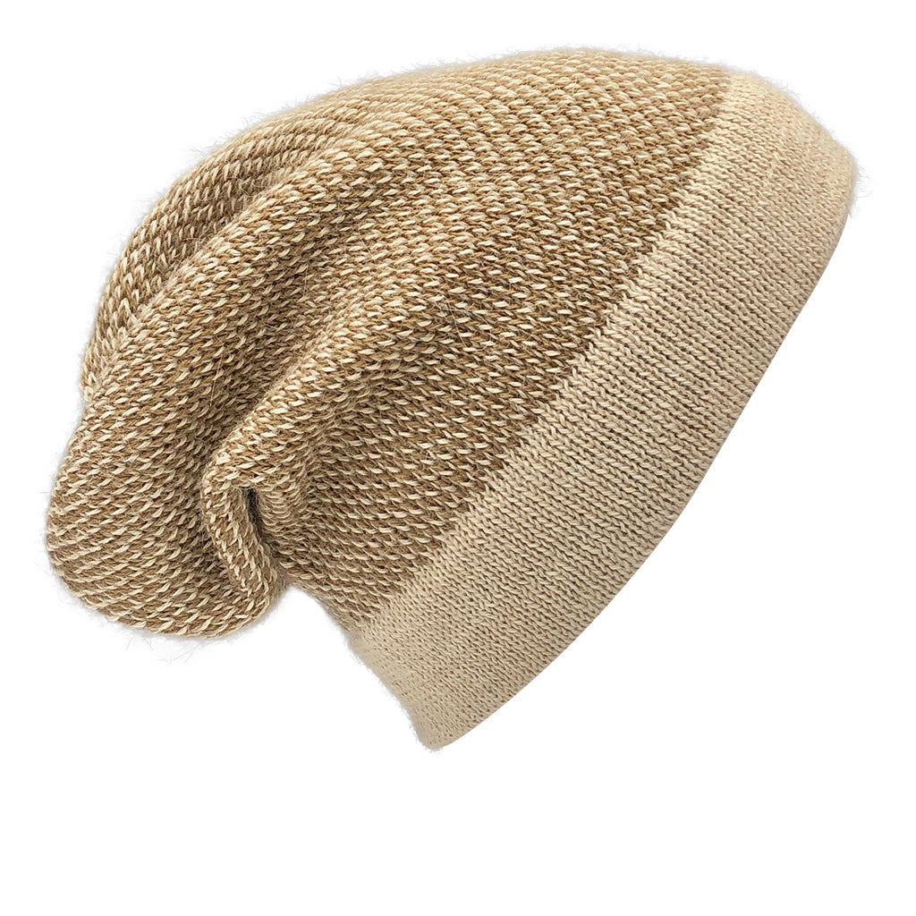 Camel Interwoven Alpaca Beanie from SLATE + SALT