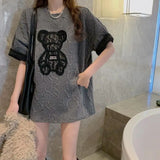 Harajuku Bear Jacquard T-shirt - Plus Size Loose Summer Tee From Kawaii Stop
