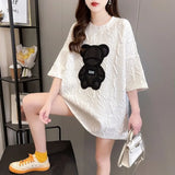 Harajuku Bear Jacquard T-shirt - Plus Size Loose Summer Tee From Kawaii Stop