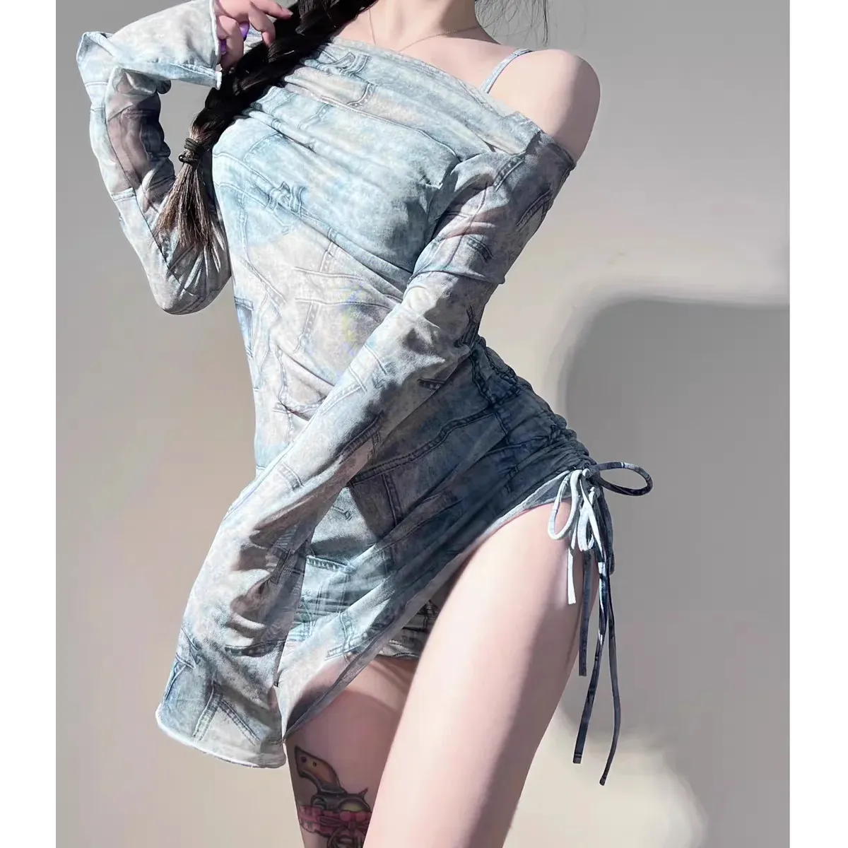 Mesh Off Shoulder Set – Harajuku Bikini & Smock Swimsuit from Kawaii Stop