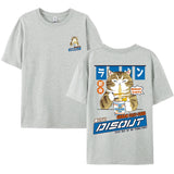 Harajuku Cat Eating Noodles Graphic Tee From Kawaii Stop