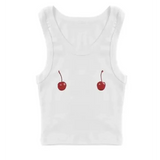 Harajuku Cherry Tee - Sleeveless Streetwear Crop From Kawaii Stop