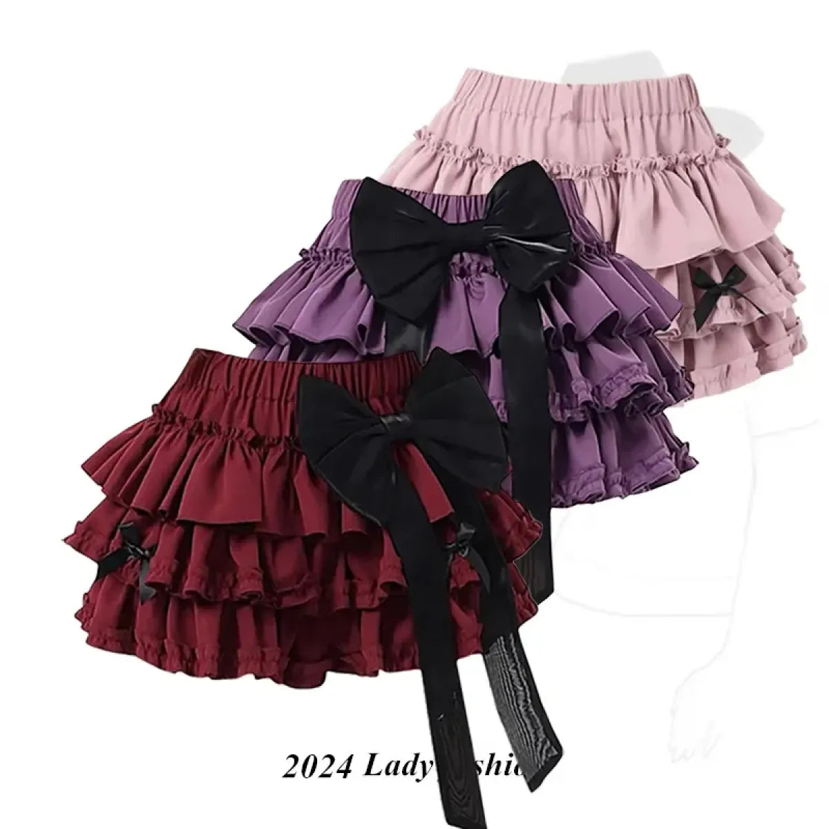 Harajuku Kawaii Lolita Mini Skirt – High Waist Ruffle Cake Layer from Kawaii Stop