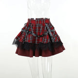 Harajuku Plaid Pleated Skirt - Y2K Mini Cake Skirt from Kawaii Stop