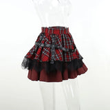 Harajuku Plaid Pleated Skirt - Y2K Mini Cake Skirt from Kawaii Stop