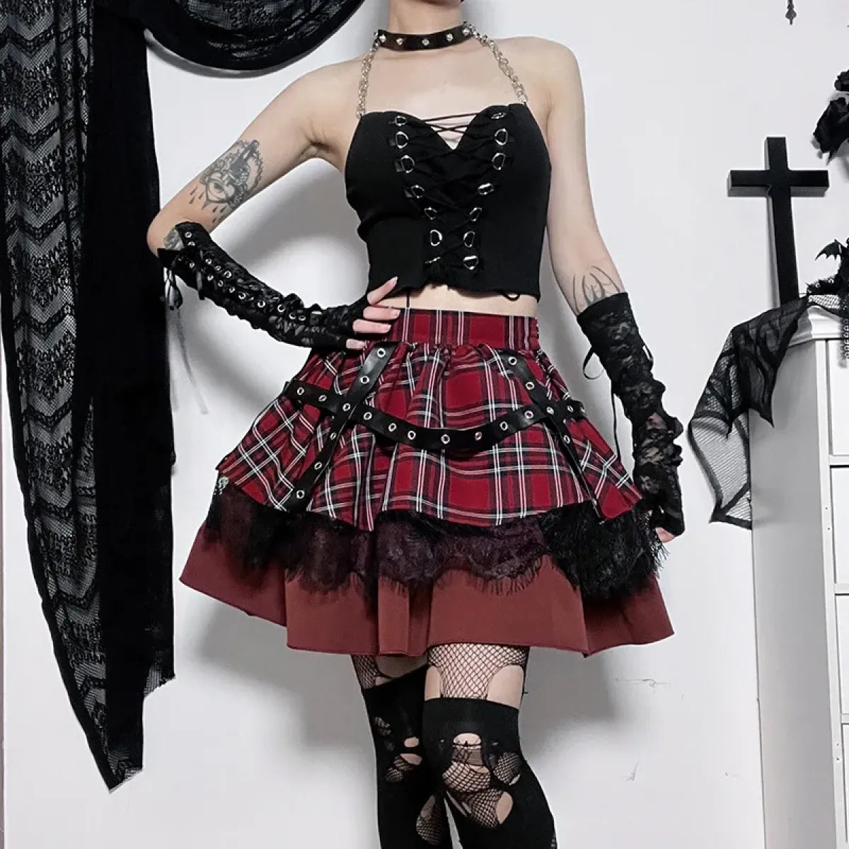 Harajuku Plaid Pleated Skirt - Y2K Mini Cake Skirt from Kawaii Stop