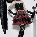 Harajuku Plaid Pleated Skirt - Y2K Mini Cake Skirt from Kawaii Stop