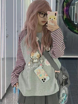 Harajuku Stripe Panda T-shirt - E-girl Kawaii Graphic Tee From Kawaii Stop