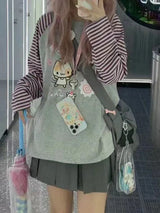 Harajuku Stripe Panda T-shirt - E-girl Kawaii Graphic Tee From Kawaii Stop