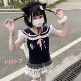 Kawaii Panda Embroidered Sailor Top – Harajuku Y2K Lace Tee From Kawaii Stop