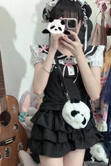 Kawaii Panda Embroidered Sailor Top – Harajuku Y2K Lace Tee From Kawaii Stop