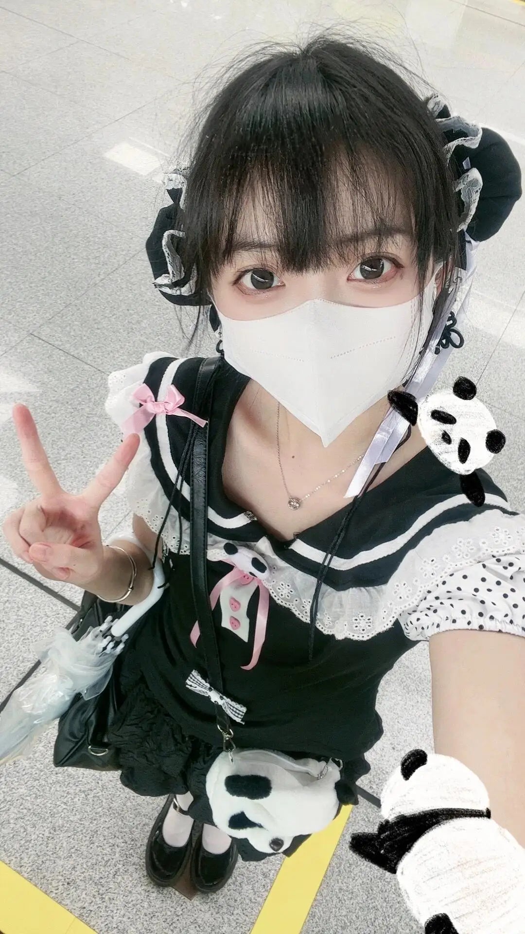 Kawaii Panda Embroidered Sailor Top – Harajuku Y2K Lace Tee From Kawaii Stop