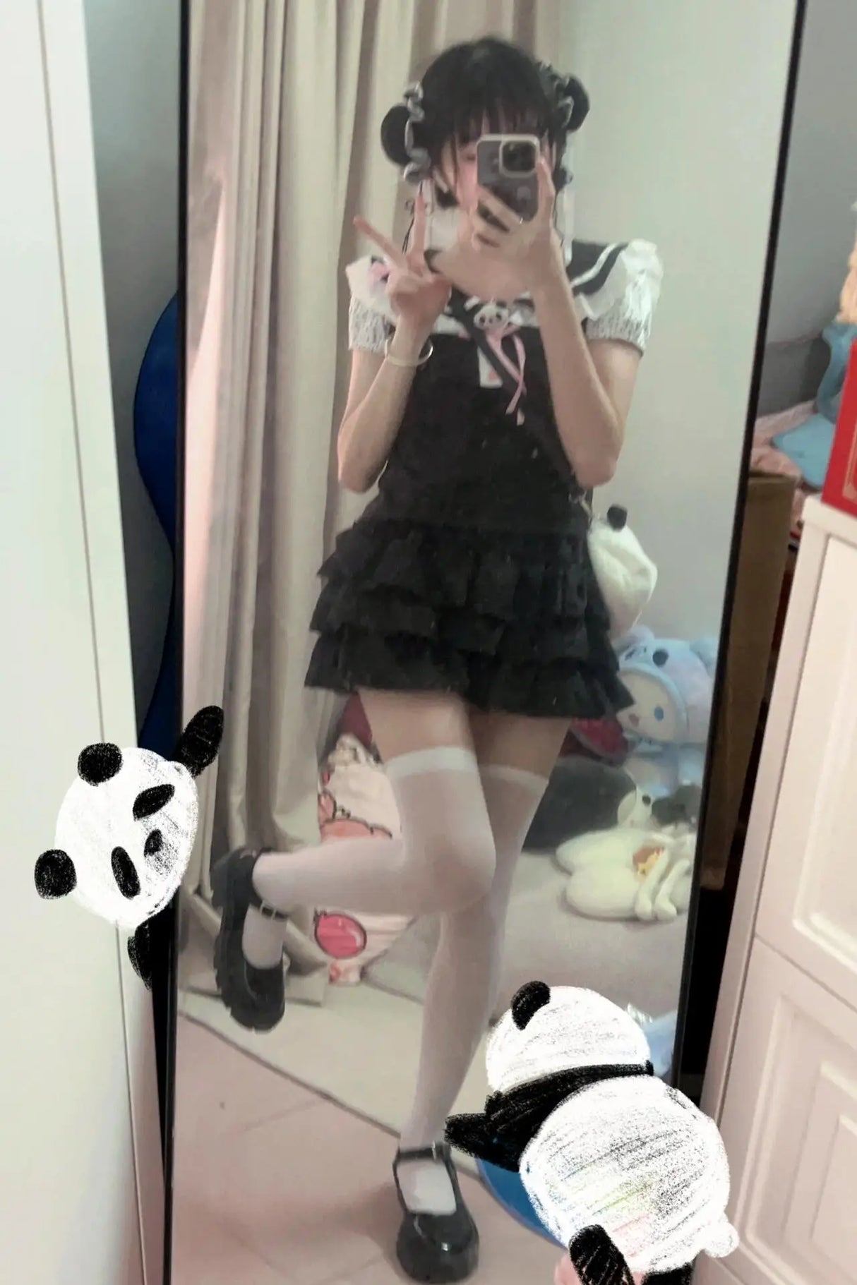 Kawaii Panda Embroidered Sailor Top – Harajuku Y2K Lace Tee From Kawaii Stop