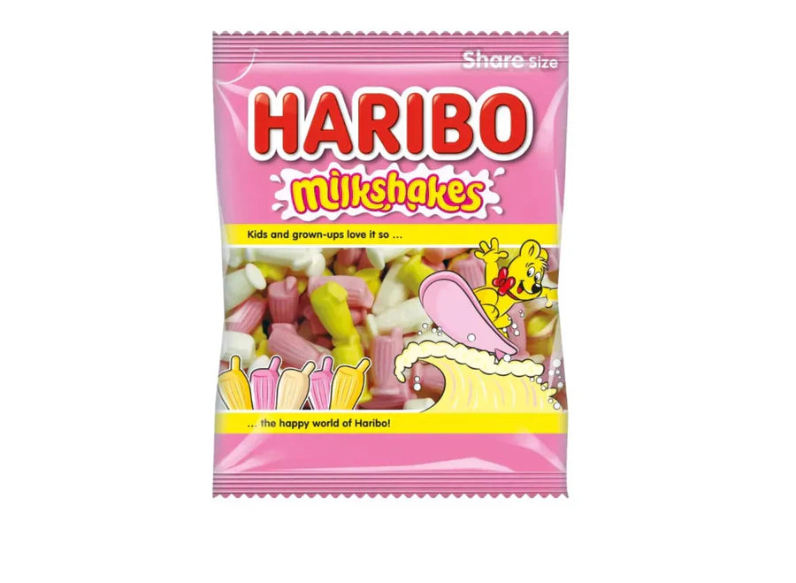 Haribo Milkshakes Bag (154g, UK) | Delightful Strawberry, Banana, & Vanilla Cream Flavors (6ct) from PETEZ POP WHOLESALE