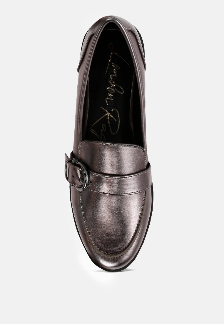 Haruka Metallic Faux Leather Loafers from London Rag International