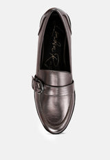 Haruka Metallic Faux Leather Loafers from London Rag International
