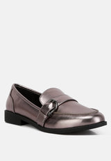 Haruka Metallic Faux Leather Loafers from London Rag International
