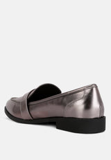 Haruka Metallic Faux Leather Loafers from London Rag International