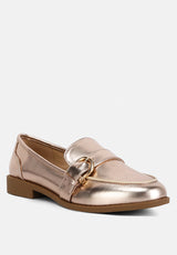 Haruka Metallic Faux Leather Loafers from London Rag International