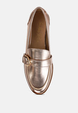 Haruka Metallic Faux Leather Loafers from London Rag International