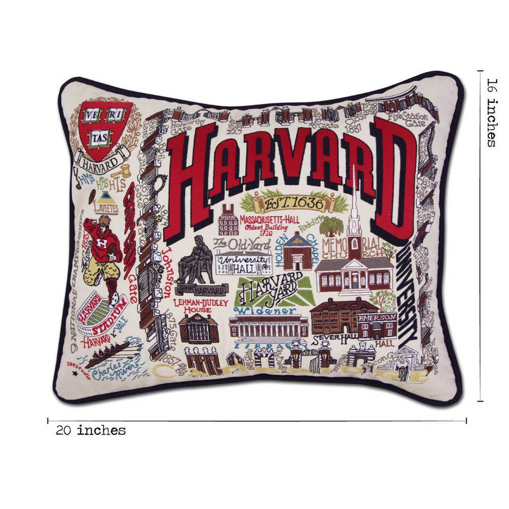 Harvard University Collegiate Embroidered Pillow by CatStudio from Quirks!